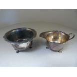 Hallmarked Birmingham silver cream jug and matching sugar bowl - total weight 120g