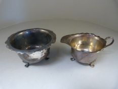 Hallmarked Birmingham silver cream jug and matching sugar bowl - total weight 120g