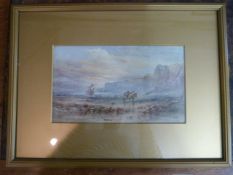 J. W. Ferguson. Watercolour of a coastal scene including horse and cart. signed lower left.