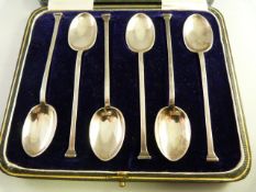 Boxed set of six hallmarked silver coffee spoons - Sheffield 1915 Mappin and Webb - made by Cooper