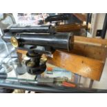 Mahogany Cased Theodolite - J. Halden & Co London and Manchester - Telescope with sliding tube and