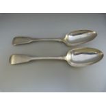 Pair George IV silver serving spoons, maker Francis Higgins II, London 1824, Approx. 22cm