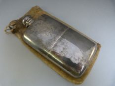 A silver hallmarked hip flask Birmingham 1893 weight 289g and engraved with initials in original