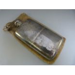 A silver hallmarked hip flask Birmingham 1893 weight 289g and engraved with initials in original