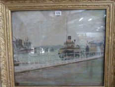Oil painting of Southhampton Harbour Scene by artist Forrest Hewit (signed bottom Right) -Artist was