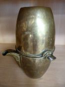 Brass coffee perculator with turned wooden handle