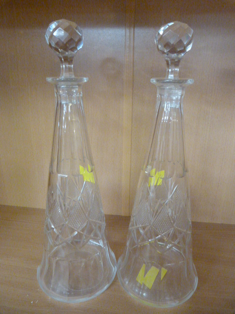 Pair of Cut Glass crystal decanters