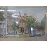 Armand Foster - Watercolour of a street scene - Signed lower right - size inc frame - 69cm x 52.5cm