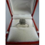 9ct White Gold 2ct spread 19 Brilliant cut cluster ring. Size UK - N USA 6.5 Gross weight 1.8g