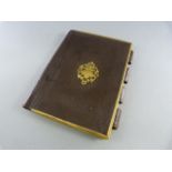 Victorian note holder - brass bound outer and brass decoration to front