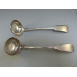 Pair of William IV Scottish silver sauce ladles Glasgow 1837 by Peter Aitken I