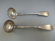 Pair of William IV Scottish silver sauce ladles Glasgow 1837 by Peter Aitken I