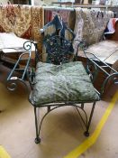 Green Cast iron ornate armchair