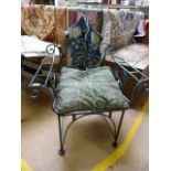 Green Cast iron ornate armchair