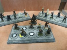 Collection of 'The Lord of the Rings' cold metal painted figures by NLP 2004 along with three