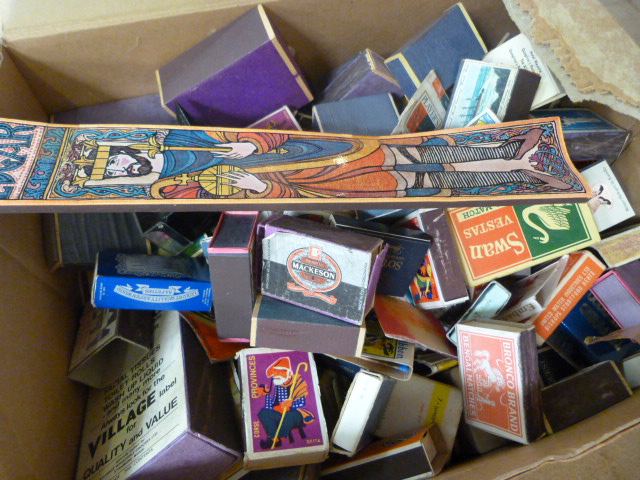 Box containing a large quantity of various different match boxes c 1900