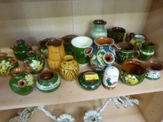 Collection of Torquay ware to include mainly green coloured items