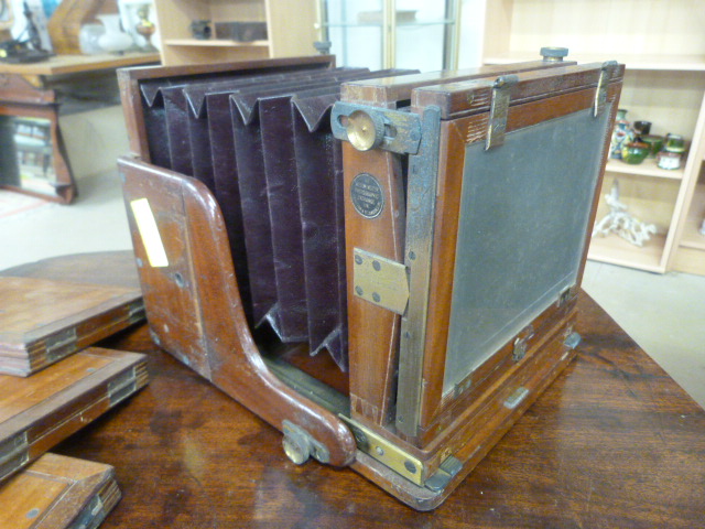 Meagher mahogany wetplate tailboard camera, 8 x 8inch. All bolts appear to be present. comes with - Image 9 of 10