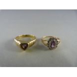 9ct yellow Gold Gem set dress rings - Total weight 5g