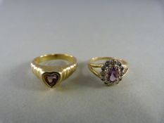 9ct yellow Gold Gem set dress rings - Total weight 5g