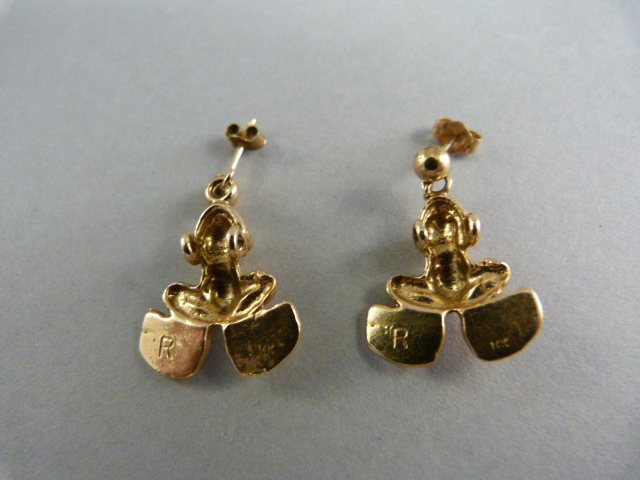 14ct Gold Frog earrings approx 5.6g - Image 2 of 4