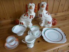 Small quantity of Shelley china - Pattern number 12133 and a pair of Staffordshire dogs