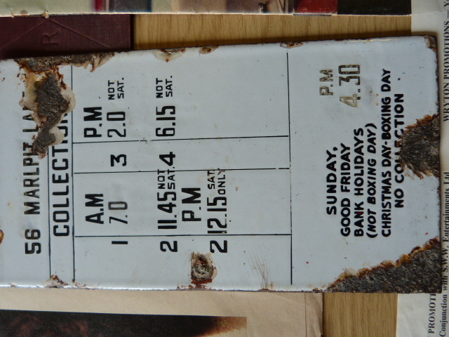 Local interest - Enamelled post collection times from Marlpit Lane, Four Posters from Seaton Town - Image 8 of 20