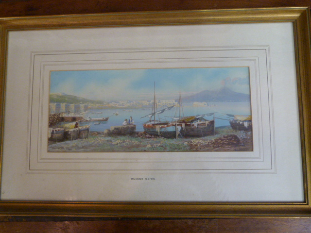 Giuseppe Carelli (1858-1921) Italian oil on canvas described to reverse as "Naples: by the bay"