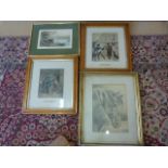 Two Lithographs of 'The street musicians' and 'the enraged musician', Pencil Sketch of a horse and a