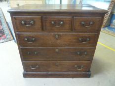 Victorian oak chest of six drawers