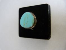 Silver 925 Turquoise stone ring - UK - Q USA - 8 Total weight 5.8g