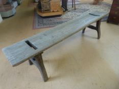 Long oak low bench