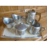 Picquot Ware tea service on original tray with handles