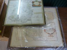 Pair of antique maps of Devonshire and Shropshire by Robert Morden, framed and glazed