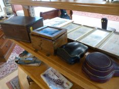 Small pine hanging box - glass front and and oak box