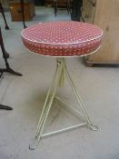 Mid Century metal and upholstered stool