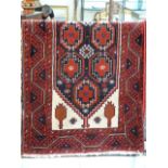 Persian Buluchi red ground tribal rug 195cmx 103cm