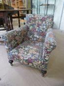 Childrens victorian upholstered armchair on oak feet