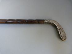 Cane walking stick - The hallmarked silver head in the form of a putter