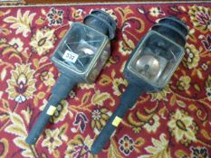 Pair of Carriage lamps - no makers marks (1 glass panel cracked)