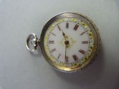 Small hallmarked silver (935) Ladies pocket watch with coloured dial