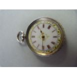 Small hallmarked silver (935) Ladies pocket watch with coloured dial