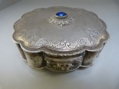 Possibly Italian 800 silver jewellery box set with a gemstone. Dimensions: Approx. 11.5X10.5X4.5 cm.