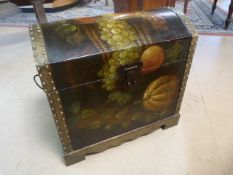 Handpainted metal bound trunk