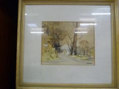 Watercolour by L N Staniland of a Country side scene