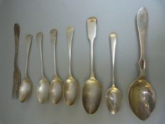 Collection of silver flatware to include a set of four teaspoons by Hasler Brothers Chester 1902 and
