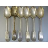 Set of six Sheffield Hallmarked Silver serving spoons by Frank Cobb & Co Ltd 1912 Total Weight -