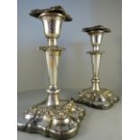 Pair of fine silver plated candlesticks by Johnston & Co of Glasgow.