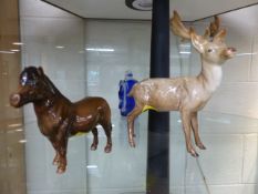 Beswick - Figure of a stag, and a Shetland pony