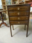 Oak music cabinet of 4 drawers with drop down fronts